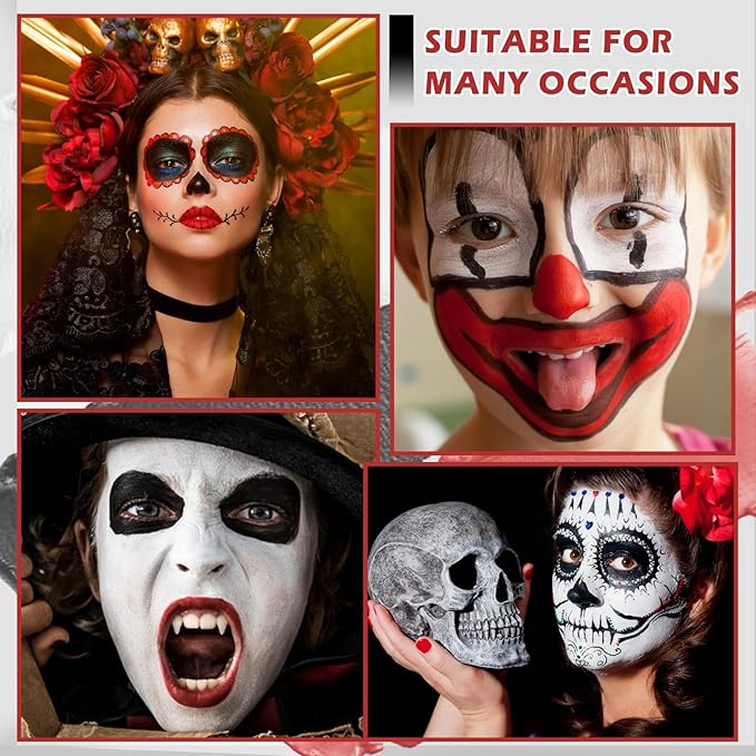 Clown Makeup Kit,Red Black and White Face Painting Kit Professional,Clown Face Paint Halloween Makeup Kit with Brushes,Oil Based Body Paint for Adults,Joker Vampire Zombie Makeup