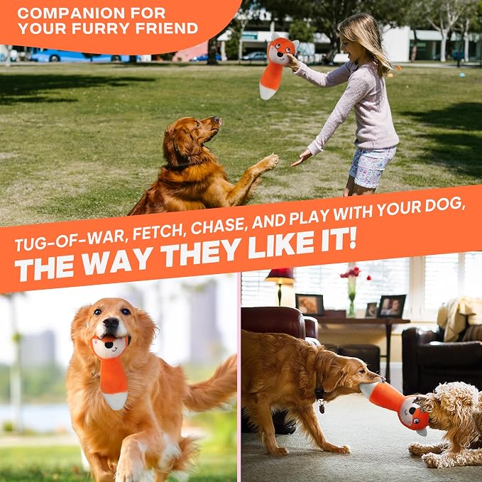Fida Squeaky Dog Toys for Aggressive Chewers, 3 in 1, Tough Dog Ball