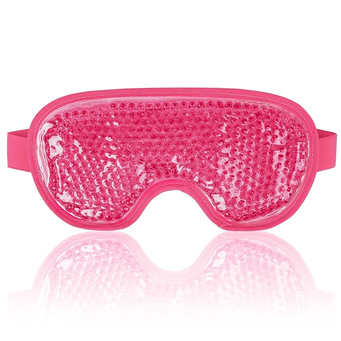 NEWGO Cooling Eye Mask for Puffy Eyes, Cold Eye Mask Eye Ice Pack for After Eyes Surgery, Tension Stress Relief, Headaches, Dark Circles - Rosered