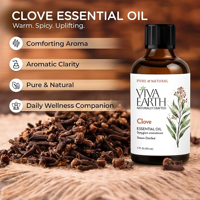 Clove Essential Oil – 100% Pure and Natural, Clove Essential Oil for Skin, Body, Teeth & Gums, Diffusers, Aromatherapy, DIY Crafts, Soap and Candle Making – with Dropper, 1 Fl. oz