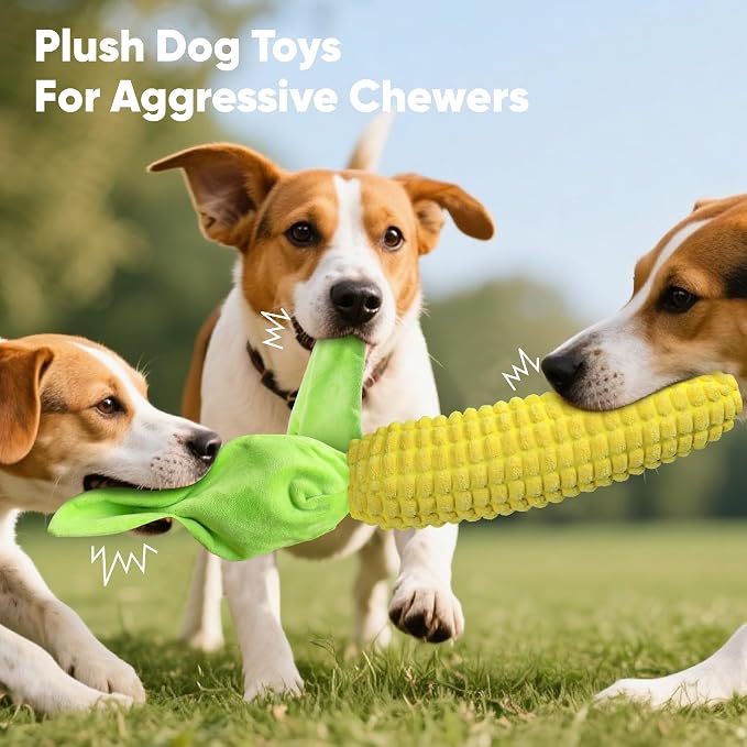 Vitscan Tough Corn Dog Toys for Aggressive Chewers Small Medium Large Breed