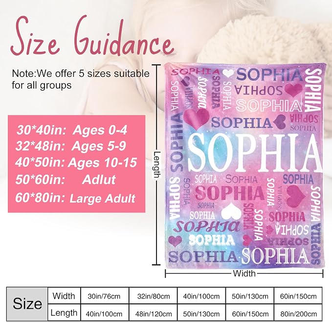 Yofair Ships Next Day, Personalized Blanket Gifts for Teen Girls Custom Blanket with Name Flannel Throw Girls Blankets Customized Daughter Gifts for Kids Adult