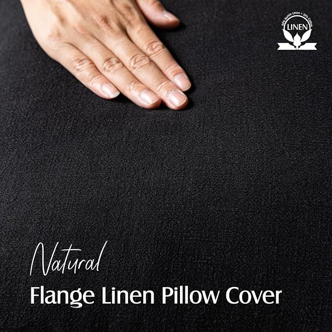 Foindtower Pack of 2, Decorative Linen Solid Throw Pillow Covers Soft Accent Cushion Case Boho Farmhouse Neutral Pillowcase for Chair Couch Sofa Bedroom Living Room Home Decor 26 x 26 Inch Black