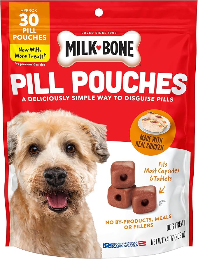 Milk-Bone Pill Pouches Dog Treats with Real Chicken, 30 Count Bag