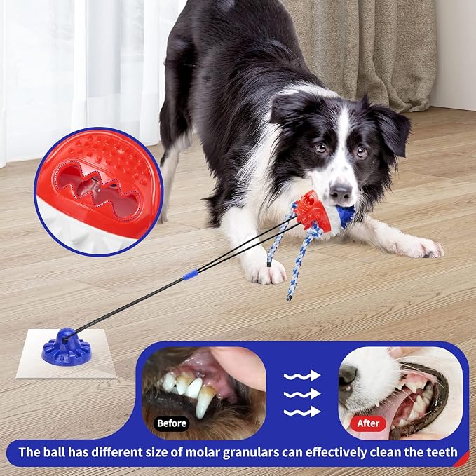 Interactive Dog Toys Aggressive Chewer Suction Cup Tug of War, Indestructible Puzzle Toys & Treat Dispensing Ball for Dog Enrichment