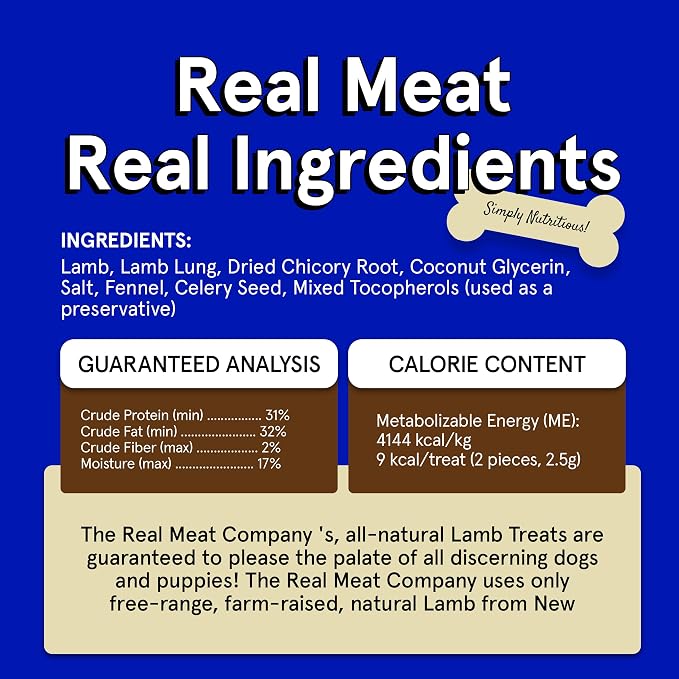 TRMC Real Meat Dog Treats - 12oz Bag of Bite-Sized Air-Dried Lamb Jerky for Dogs - Grain-Free Jerky Dog Treats, Free-Range, Grass Fed Lamb - All-Natural High Protein