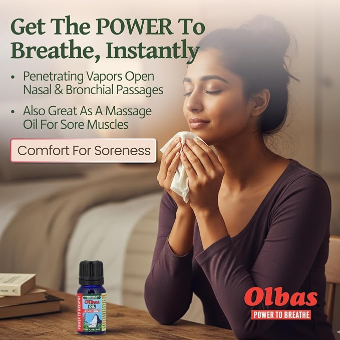 Olbas Massage and Aromatherapy Inhalant Oil Pack of 2 (0.32 Fl Oz), Body Massage Oil, Swiss Herbal Remedies with Pure Essential Massage Oils for Muscle Relaxing and Soothing Comfort for Pain Relief