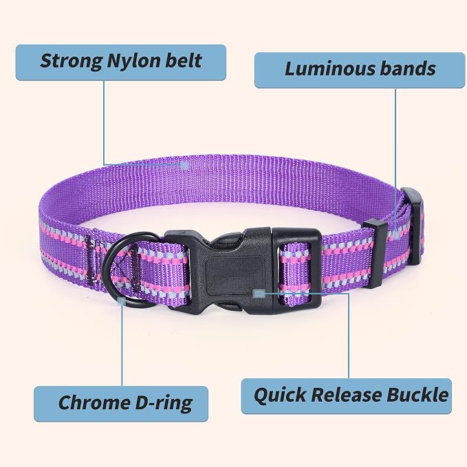 Mile High Life Reflective Dog Collar, Adjustable Lightweight Quick Release
