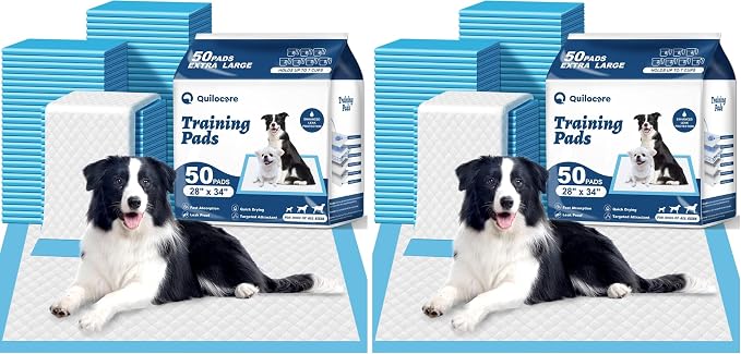 50 Count 28” x 34” XL Disposable Dog Pee Pads, Super Absorbent Leakproof Quick Drying Puppy Pee Pads for Dogs, Extra Large Disposable Dog Training Pads (Pack of 2)