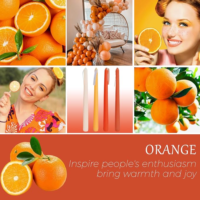 4 PCS Citrus Scented Taper Candles Gradient Orange Candlesticks Smokeless Candle Colorful Long Candles 10 inch for Christmas Wedding Festival Home Decor