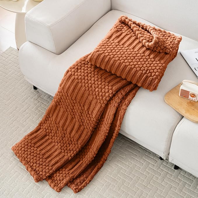 90x104 Inch Rust King Bed Blanket - Soft & Fluffy Fleece, Cute & Aesthetic, Perfect for Sofa, Couch, Bed, Living Room & Bedroom, All-Season Use, Plush & Cozy Decorative Blanket