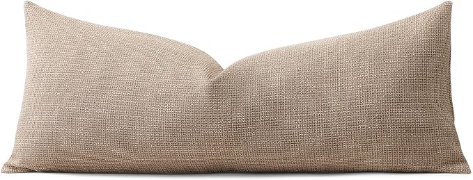 OTOSTAR Linen Throw Pillow Cover Set of 1 Decorative Long Lumbar Pillowcase Rectangle Cushion Cover 14x36 Inch for Home Decor Sofa Bedroom Car 35 x 90CM Light Coffee