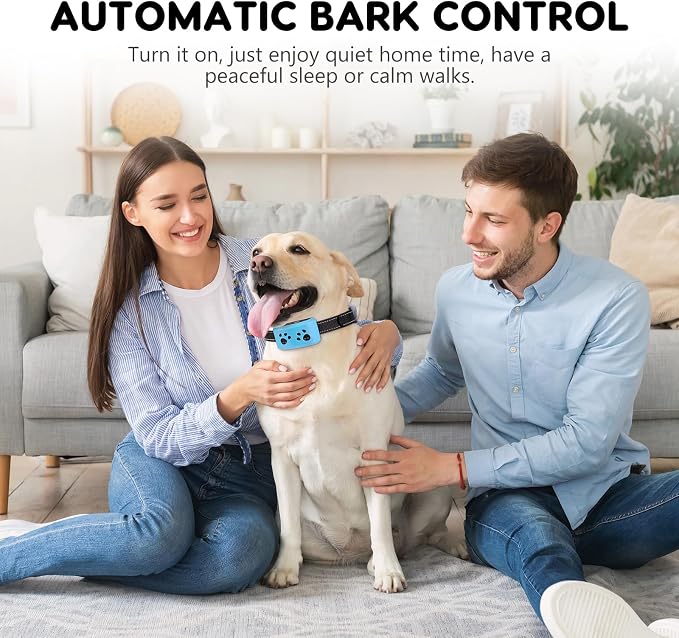 Dog Bark Collar, Smart Automatic Anti Barking Collar for Small Dogs | Rechargeable No-Bark Collar with 4 Humane Modes/7 Levels Sensitivity, Waterproof Stop Barking Vibration/Beep Training Collar