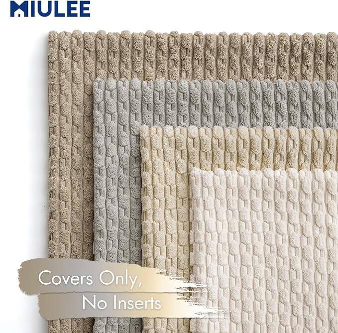 MIULEE Neutral Harmony Decorative Throw Pillow Covers for Couch Bed Living Room 20x20 Inch Set of 4 Modern Cushion Covers Soft Corduroy Pillowcases Western Home Decor Gradient Series