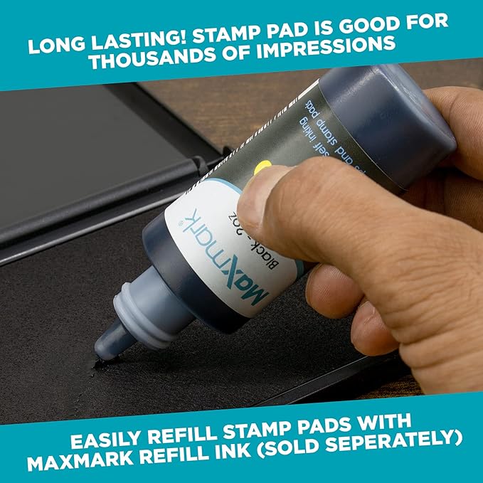 MaxMark Large Black Stamp Pad - 4-1/4" by 7-1/4" - Premium Quality Felt Pad