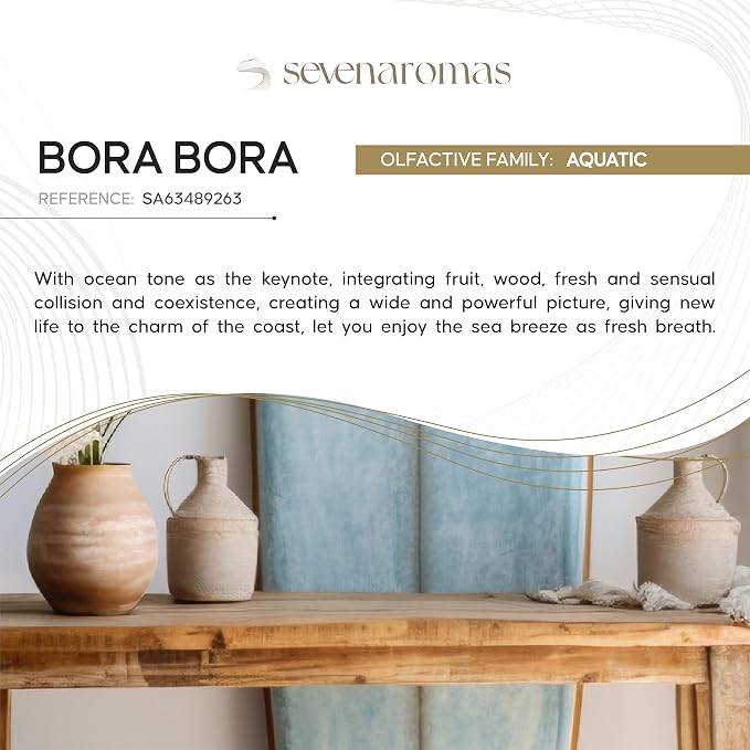 SevenAromas Bora Bora | 145ml 5oz Hotel Scent Diffuser Oil | Aquatic | Ginger, Lavender & Cedar Amber | Luxury Home Aromatherapy