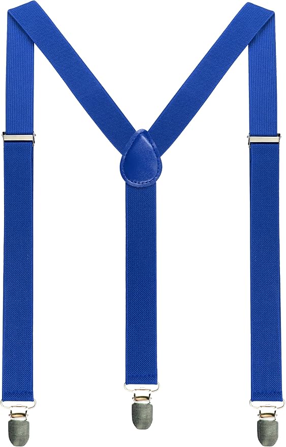 JEMYGINS Solid Color Mens Suspender with 3 Strong Clips Adjustable Braces