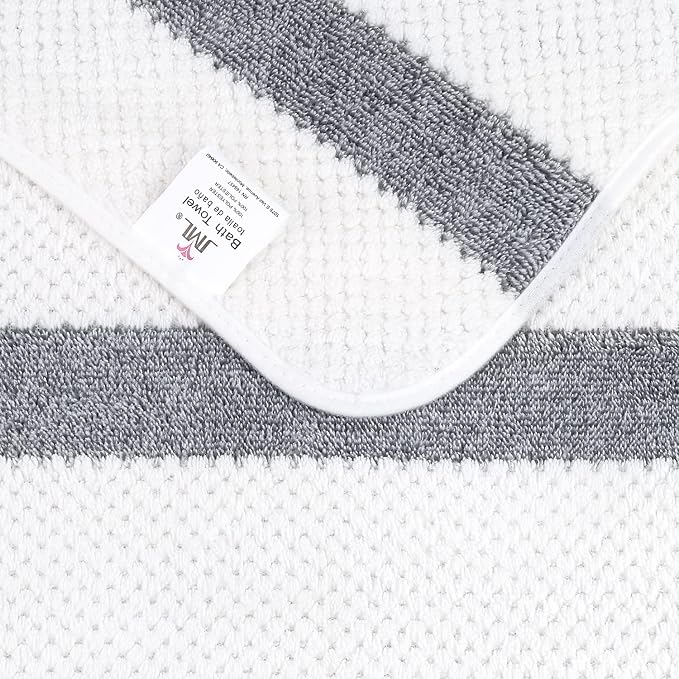 JML Large Bath Towels Set of 2, Waffle Stripe Grey, 30" x 60" | Microfiber, Oversized, Lightweight,Super Absorbent, Fast Drying, Haning Loop,For Sauna, Shower, Pool, Sport, Fitness, Yoga