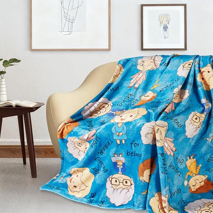Golden Girls Blanket Gifts 50x60 Inches Cozy and Soft Flannel Throw Blanket Lightweight Golden Girls Merchandise for Couch Bed Sofa Car, Gifts for Women, Blue