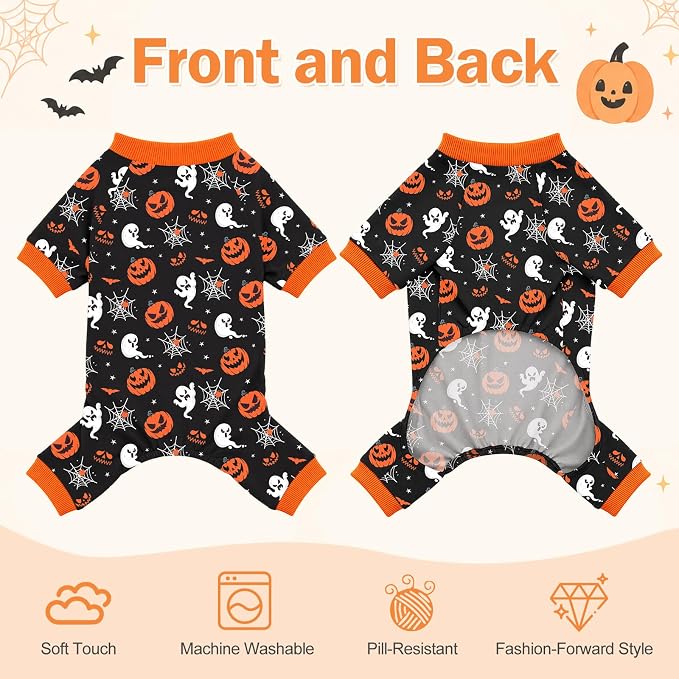 Dog Halloween Pajamas for Small Medium Dogs Halloween Pjs Pink Bow Dog Onesie Breathable Puppy Pj Pet Stretchy Soft Sleepwear for Spring Summer Costume-S