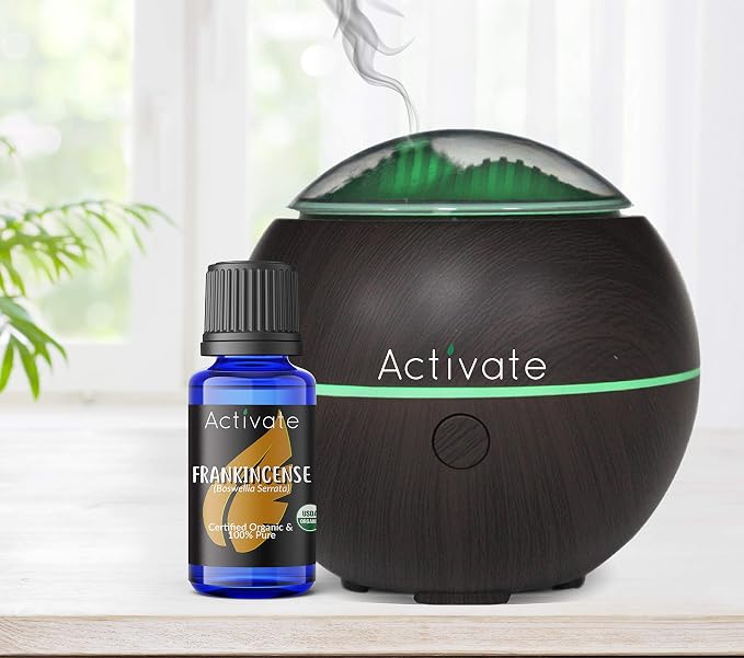 Activate USDA Organic Frankincense Essential Oil, 100% Pure & Undiluted, Steam Distilled Frankincense Oil for Aromatherapy, Diffuser, Massage, Skin Care, Candle & Soap Making, 10mL (0.33 fl oz)