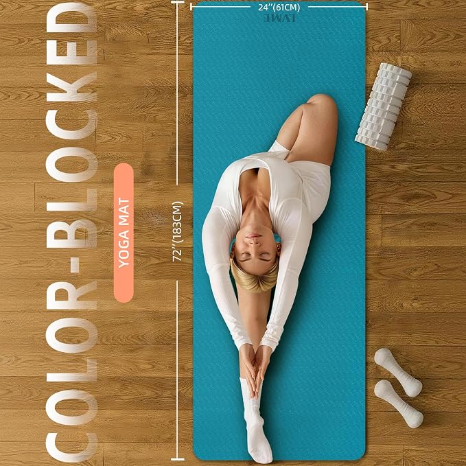 Thick Yoga Mat 72"x24" – 1/4" or 2/5" Option | Non-slip & anti-tear TPE, lightweight with carrying strap, beginner-friendly for women & men, yoga/pilates/floor workout