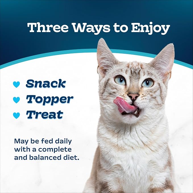 Blue Buffalo Tastefuls Purees Salmon Cat Food Topper, 3 oz, 12 ct | Resealable Twist Cap, Serve Over Food or as a Snack, Cat Food Complement