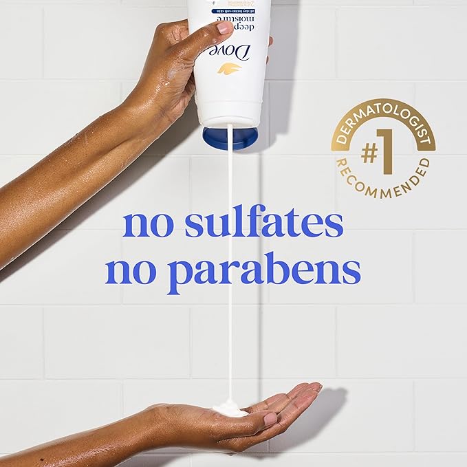 Dove Body Wash with Pump Deep Moisture for 24hr Lotion-Soft Skin Moisture Moisturizing Skin Cleanser with No Sulfates No Parabens,(Pack of 6)