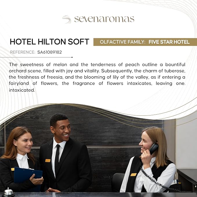 SevenAromas Hotel Hilton Soft | 45ml 1.5oz Hotel Scent Diffuser Oil | Floral Fruity | Peach, Tuberose & Sandalwood | Luxury Aromatherapy