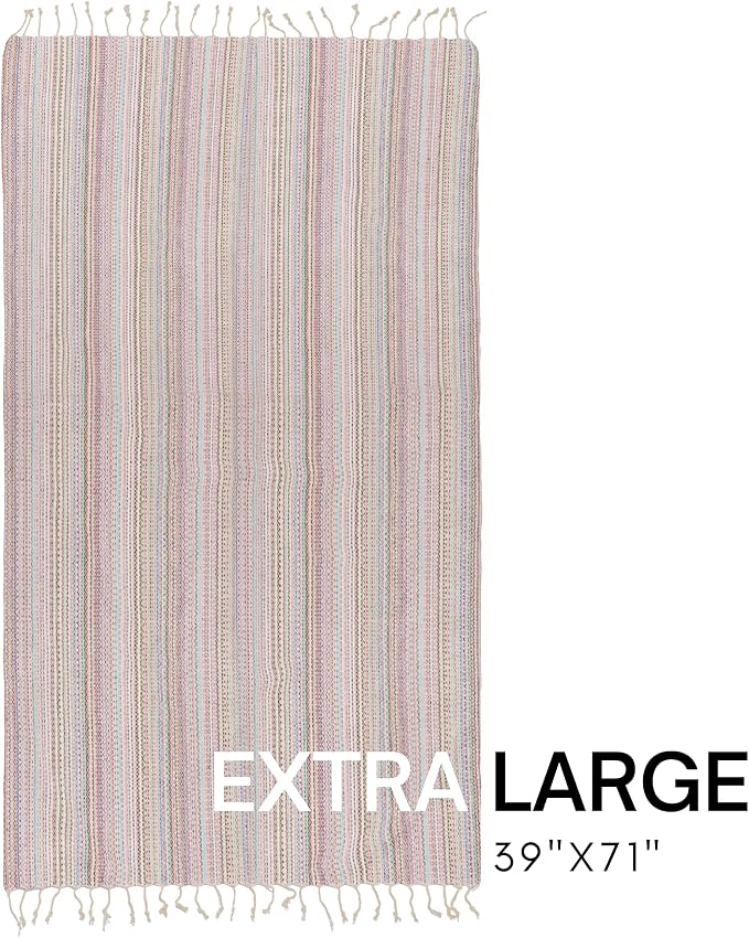 BAY LAUREL Turkish Beach Towel with Travel Bag 39 x 71 Quick Dry Sand Free Lightweight Large Oversized Towels Light