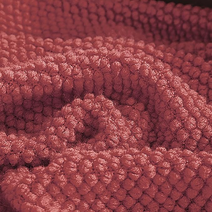 LOMAO Knitted Throw Blanket with Tassels Bubble Textured Soft Blanket Lightweight Throws for Couch Cover Home Decor (Red Mud, 50x60)