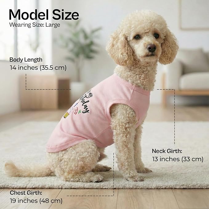 Parisian Pet Dog Shirt – 100% Cotton Shirts for Large Dogs – Pink Sleeveless Puppy Clothes – Lightweight and Breathable Dog Birthday Shirt – Girl Dogs Clothes - Stretchy Pet T Shirts