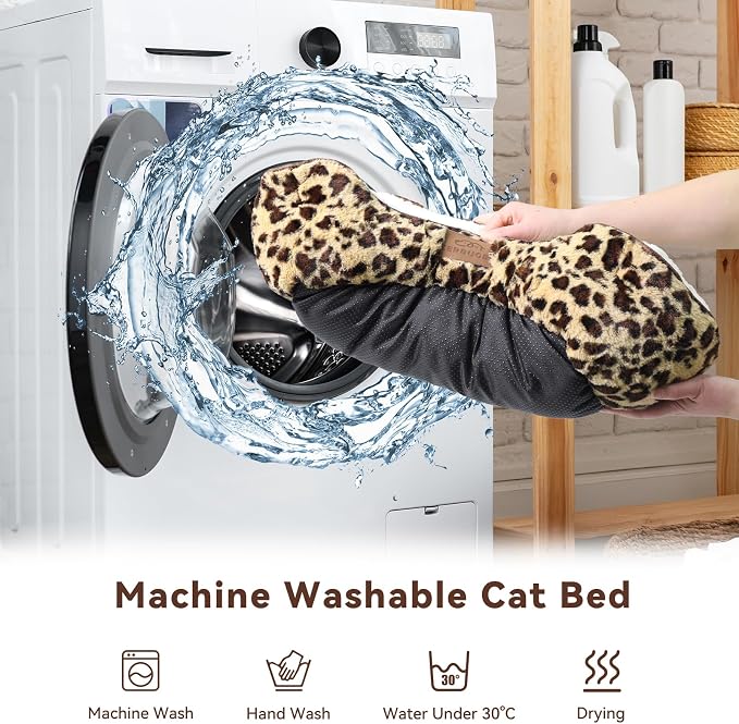 Zerbuger 20in Leopard Rectangle Cat Dog Bed Machine Washable Sleeping Sofa | for Large Medium Small Pets Indoor Outdoor, Non-Slip Bottom Soft Puppy Bed Durable Orthopedic Calming Pet Cuddler