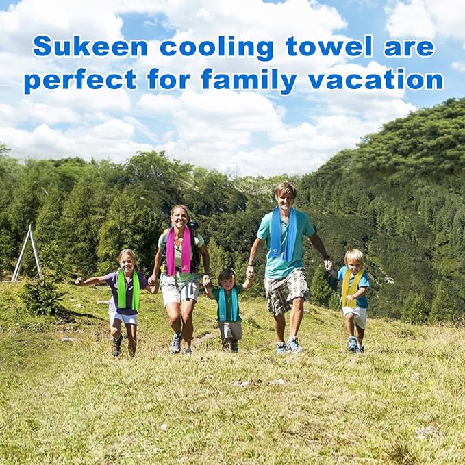 Sukeen Cooling Towels 12 Pack (40"x12") for Sweat, Breathable Chilly Gym Towels, Microfiber Cooling Towels for Neck and Face, Ice Towel for Yoga, Sports, Golf, Gym, Camping, Running, Fitness, Workout