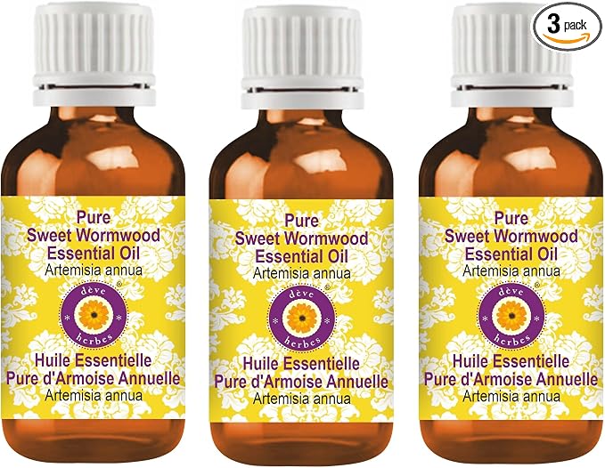 Deve Herbes Pure Sweet Wormwood Essential Oil (Artemisia annua) Steam Distilled (Pack of Three) 100ml X 3 (10 oz)