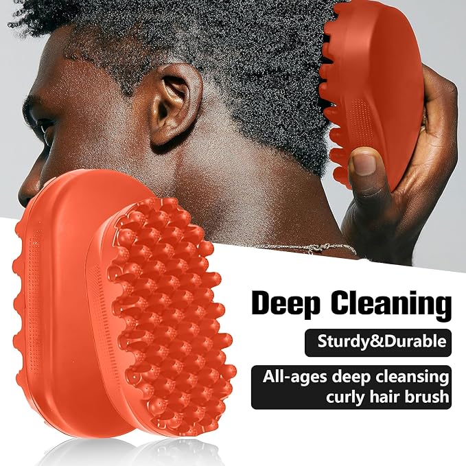 Rubber Curling Hair Brush，Premium Twist Tool for Afro Hair，Ideal for Curly, Coiled, 4C Hair，Quick & Easy Styling，Orange
