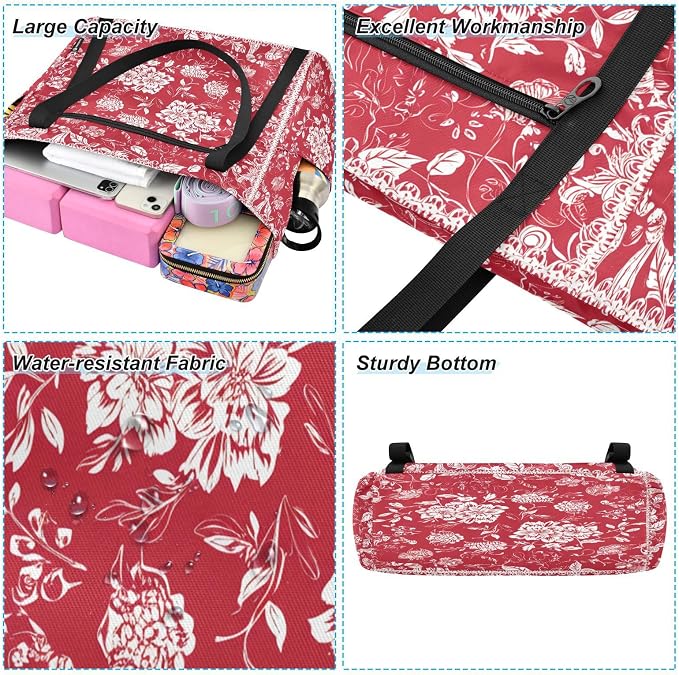 MCHIVER Yoga Bag for Women Men Large Yoga Mat Bag with Adjustable Strap Workout Bags Totes for Pilates Yoga Travel