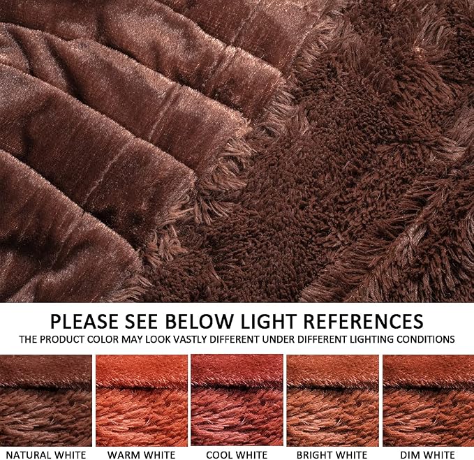 YUSOKI Long Faux Fur Throw Blanket, Brown,50" x 60" | Ultra Soft, Lightweight for All Season Use, stays fluffy after repeated washes, Perfect Gifts, Machine Washable