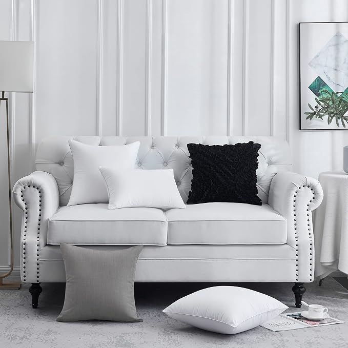FAVRIQ 18 x 18 Pillow Inserts (Set of 2) - 18 Inch Square Interior Sofa Throw Pillow with 100% Cotton Cover - Decorative Pillow Insert Pair - White Couch Pillow