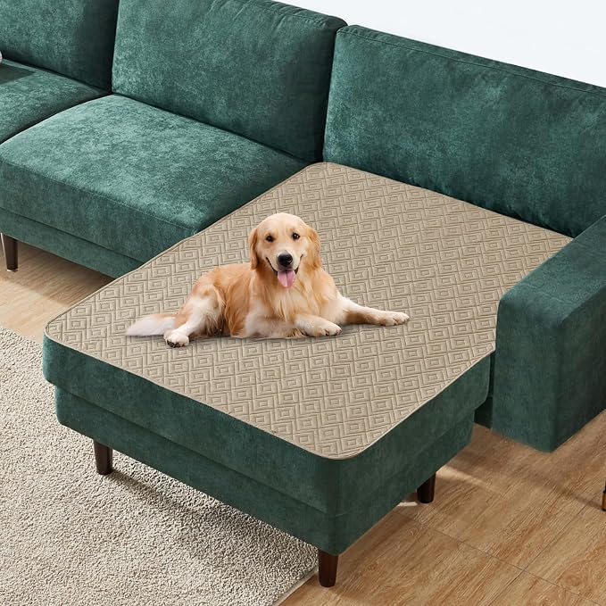 2026 Waterproof Chaise Dog Blanket (40"x50") Comfy Sofa Lounge Mat for Pets with Anti-Slip Back, Universal Incontinence Lightweight Liner Pad for Furniture Car Picnic etc Durable Washable, Khaki