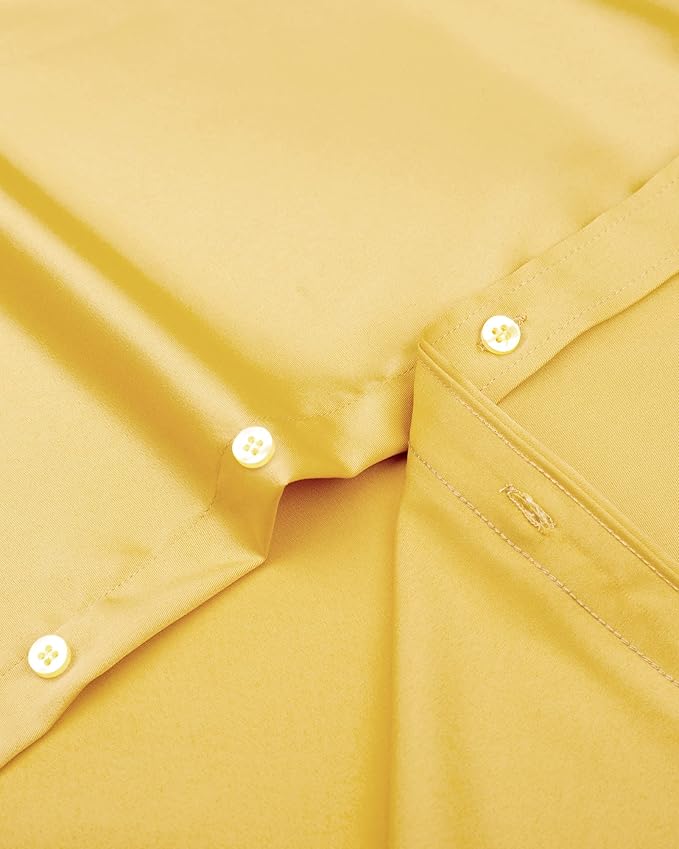 J.VER Men's Dress Shirts Solid Long Sleeve Stretch Wrinkle-Free Formal Shirt Business Casual Button Down Shirts
