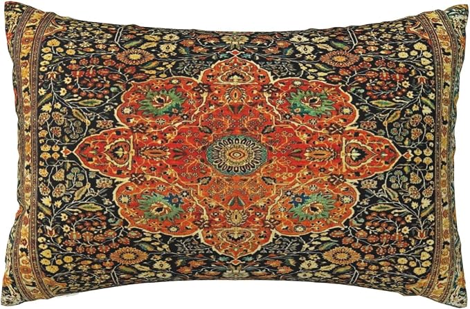 Antique Persian Mohtashem Kashan Rug Print Pillow Covers Decorative Lumbar Throw Pillowcase 12x20 Inch Couch Cushion Cover for Home Decor Living Room Bedroom College Dorm Bed Car Sofa