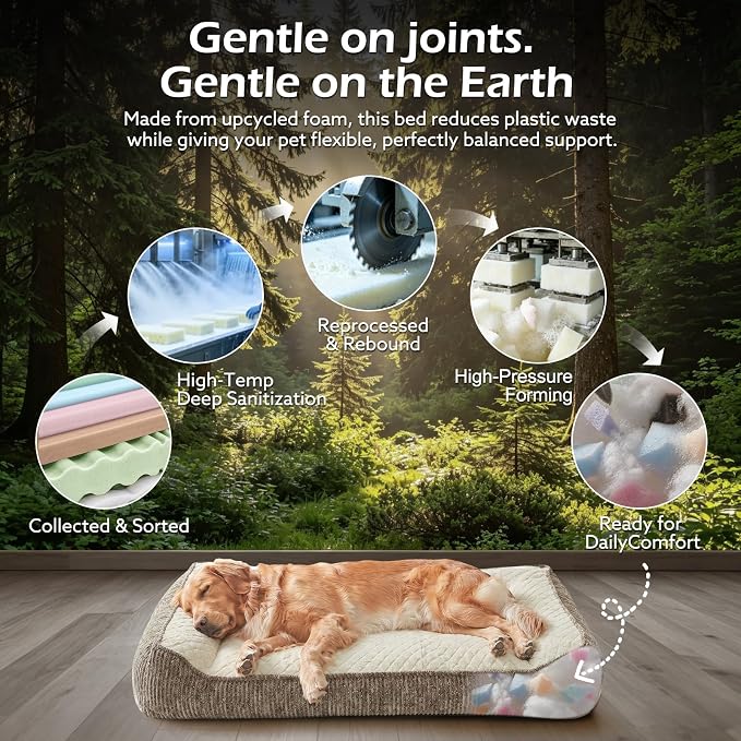 JOEJOY XL Orthopedic Dog Beds Large Size Dog, Extra Thick Big Dog Couch Bed | 42" Ultra Soft Supportive Pet Bed Sofa for Large Dogs, Beige