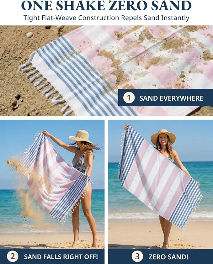 LANE LINEN Beach Towels 6 Pack, Bulk Beach Towels Oversized, Pool Towels for Adults, Pre-Washed, Sand Free Beach Towel, Fast Drying Beach Towel, 39"x71" - Diamond Multi Stripe