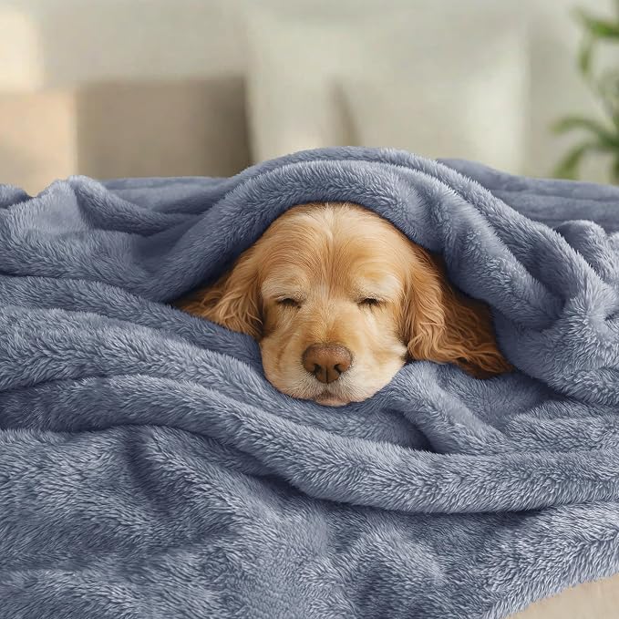 Exclusivo Mezcla Fuzzy Plush Fleece Bed Blanket Twin XL Size, Stone Blue | 90x66 Inches, Super Soft and Cozy Bed Blanket, Fluffy Blanket for Bed, College Dorm Room Essentials, All Season