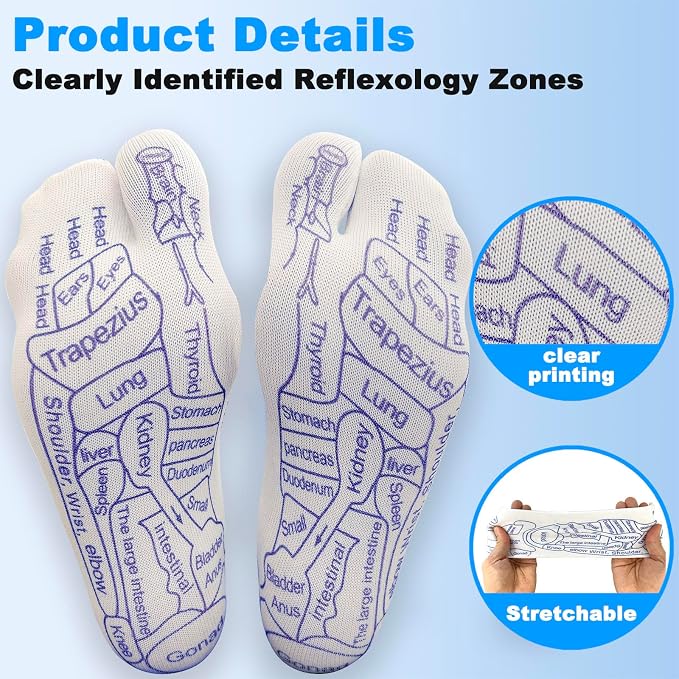 BIRDDIE Acupressure Reflexology Socks Physiotherapy Massage Relieve Tired Feet Reflexology Socks with Massage Tools for Women and Men (Women)