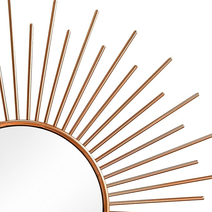 3 Pack Metal Mirrors for Wall Sunburst Wall Mirrors Home Décor Decorative Hanging Wall Art for Living Room Bedroom Entryway (Rose Gold2, Sunburst)