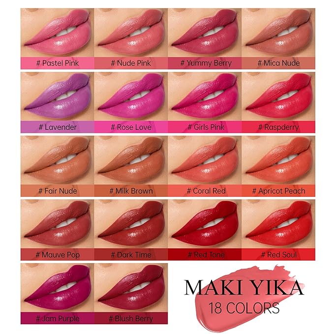 MAKI YIKA Moisture Mauve Red Lipstick for Women Hydrate Lip Gloss for Dry Cracked Lips Weightless Glossy Lip Color Juicy Finish,MA059 Mauve Pop