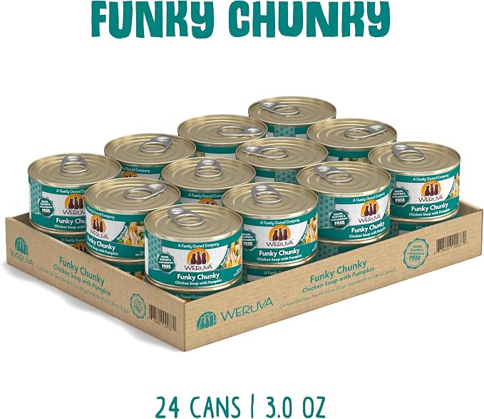 Weruva Classic Cat Food, Funky Chunky Chicken Soup with Pumpkin in Chicken Soup, 3oz Can (Pack of 24)