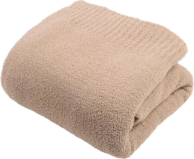 Dusty Rose Fuzzy Knitted Blanket, Soft Plush Queen Size for Bed, Cozy Lightweight Blanket for All Seasons, Dusty Rose, 90x90
